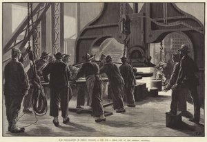 Oorlogsvoorbereidingen in China, het lassen van een spoel voor een groot kanon in het arsenaal, Shanghai